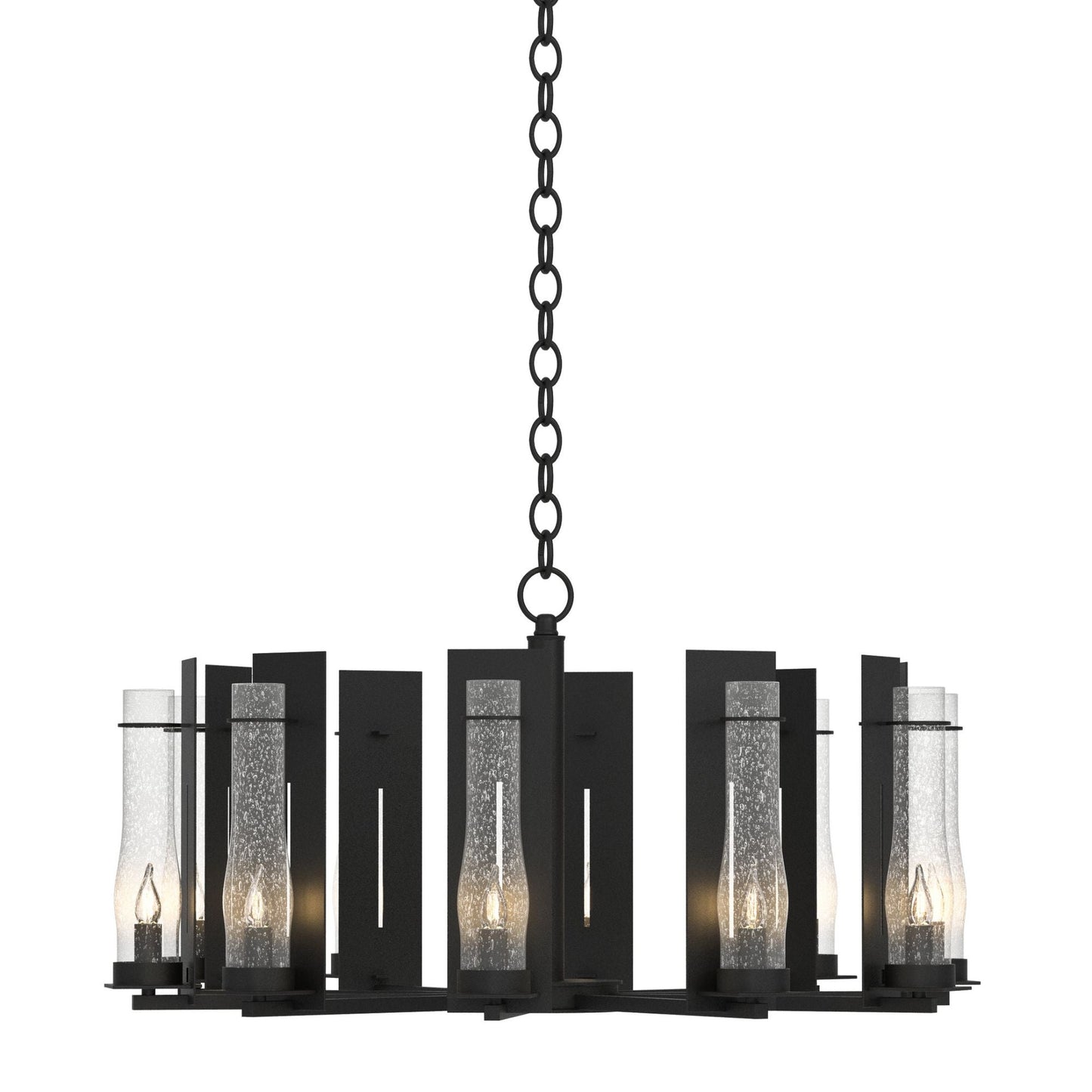New Town 10 Arm Chandelier 10-Light Seeded Clear Glass (II) in Black
