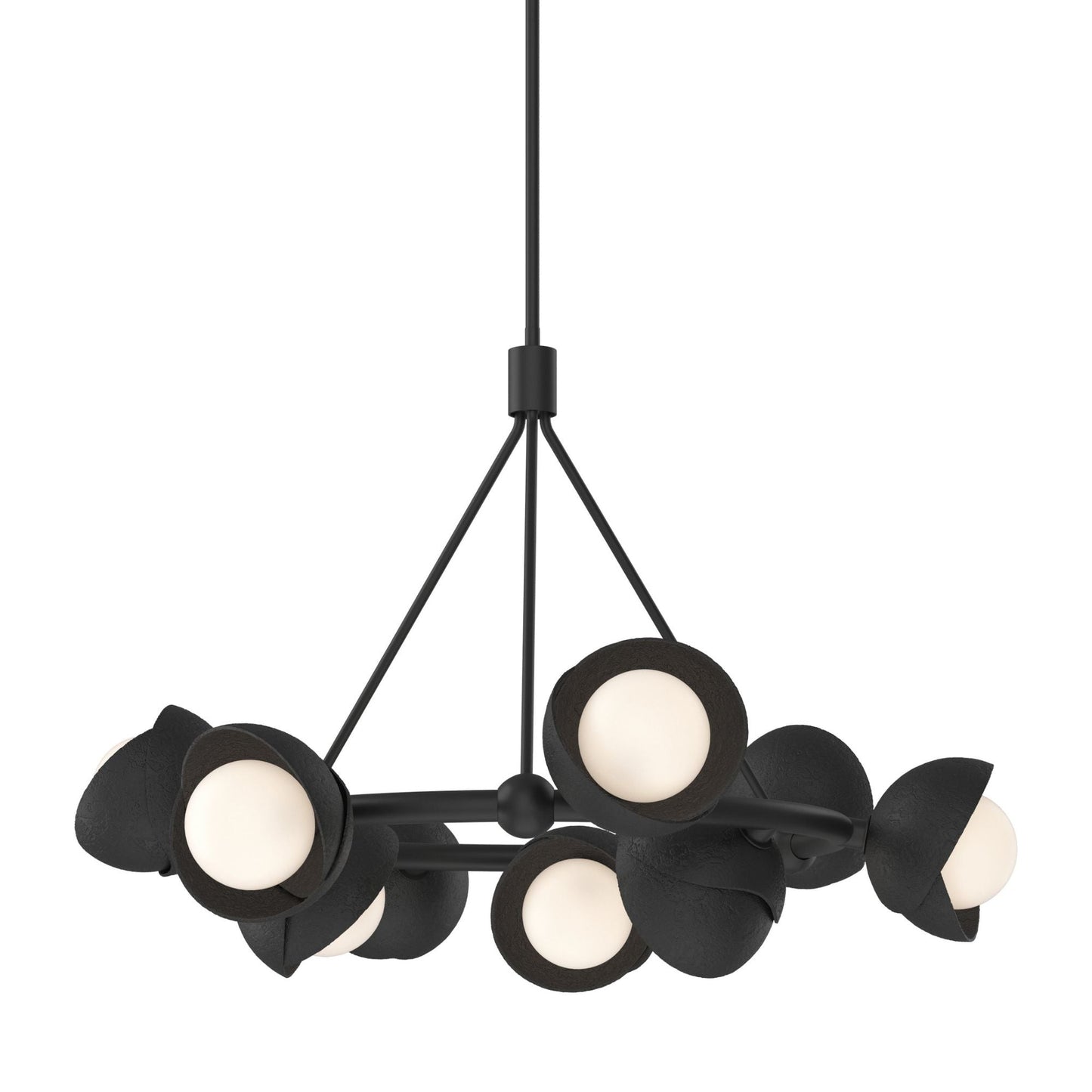 Brooklyn 9-Light Double Shade Ring Pendant 9-Light Black Accent Opal Glass (GG) in Black
