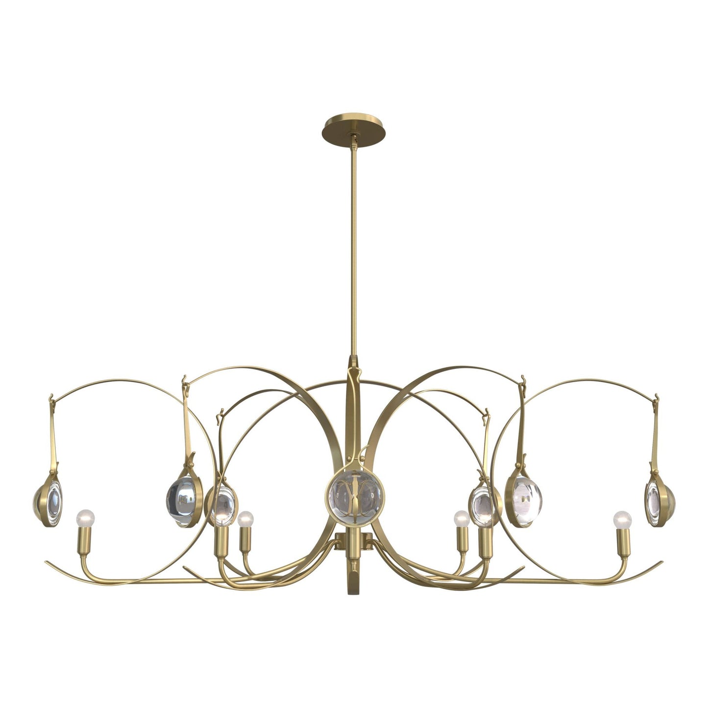 Optic 8-Light Oval Pendant 8-Light Modern Brass Accent Clear Glass (ZM) in Modern Brass