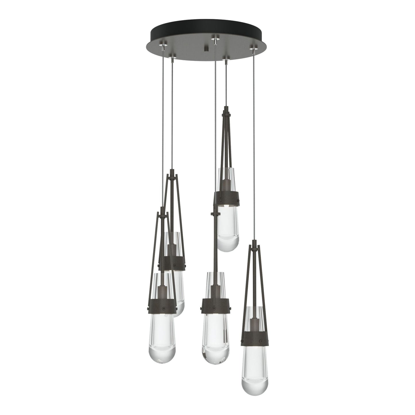 Link 5-Light Clear Glass Pendant 5-Light Clear Glass (ZM) in Dark Smoke