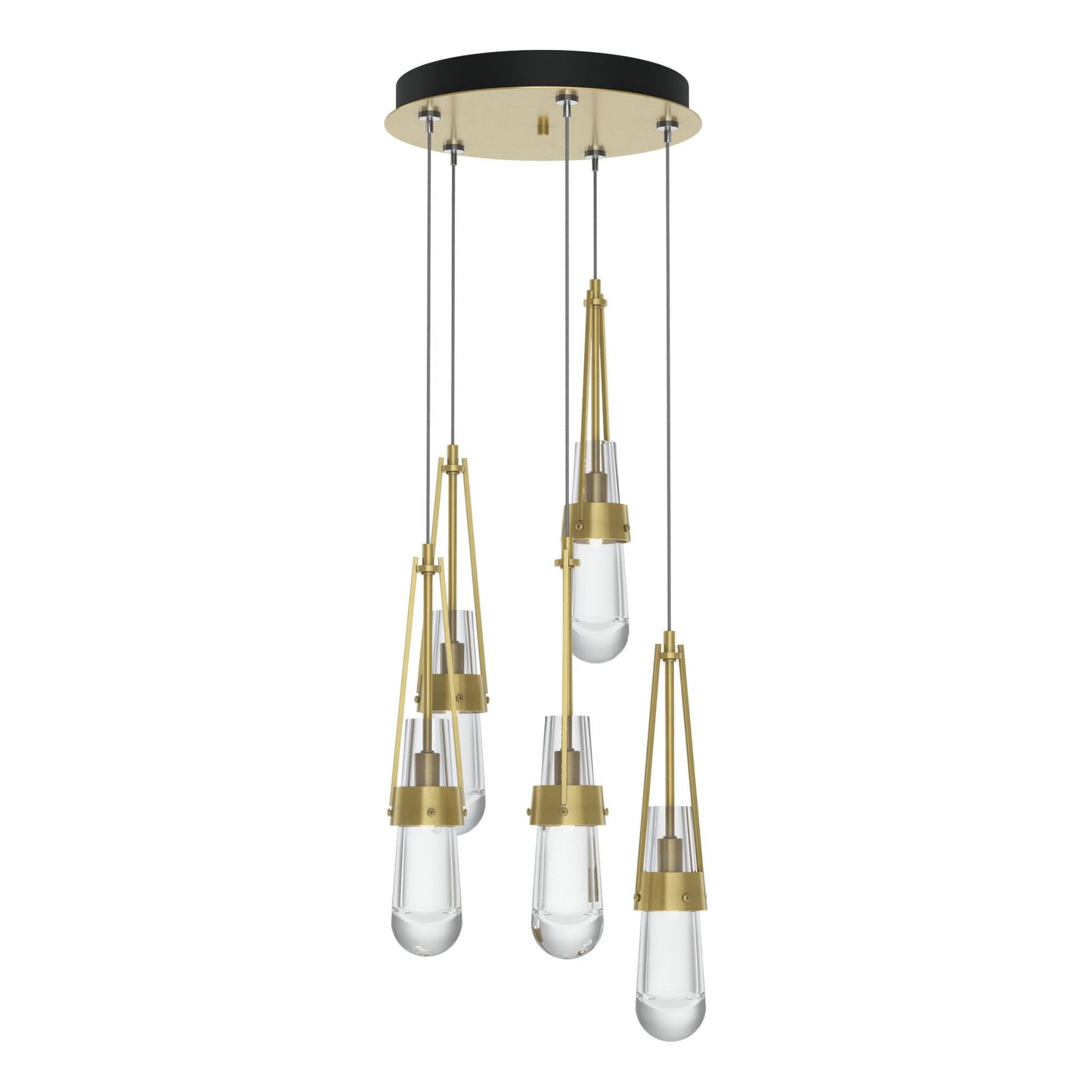 Link 5-Light Clear Glass Pendant 5-Light Clear Glass (ZM) in Modern Brass