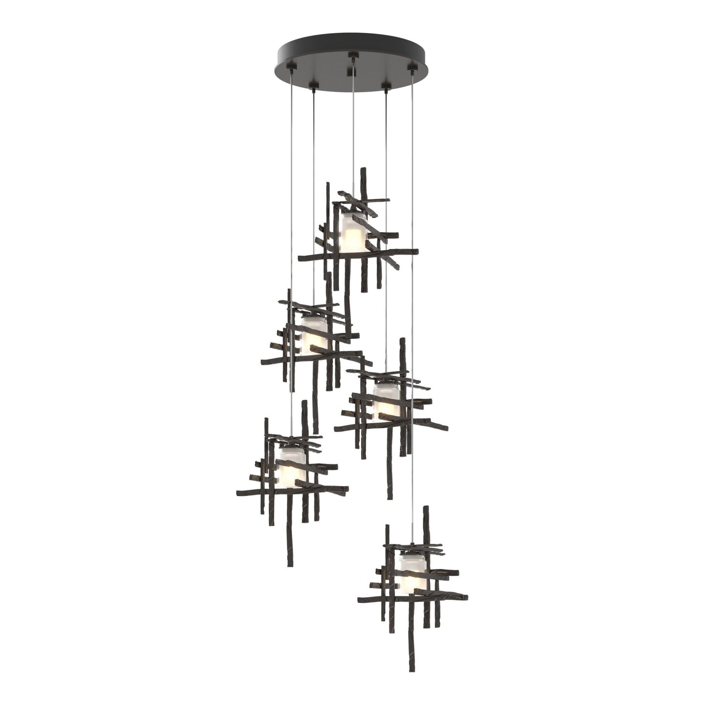 Tura 5-Light Frosted Glass Pendant 5-Light Cast Glass (YC) in Oil Rubbed Bronze