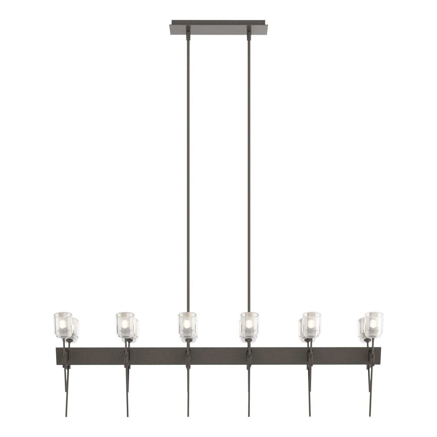 Echo 12-Light Linear Pendant 12-Light Cast Glass (YC) in Dark Smoke