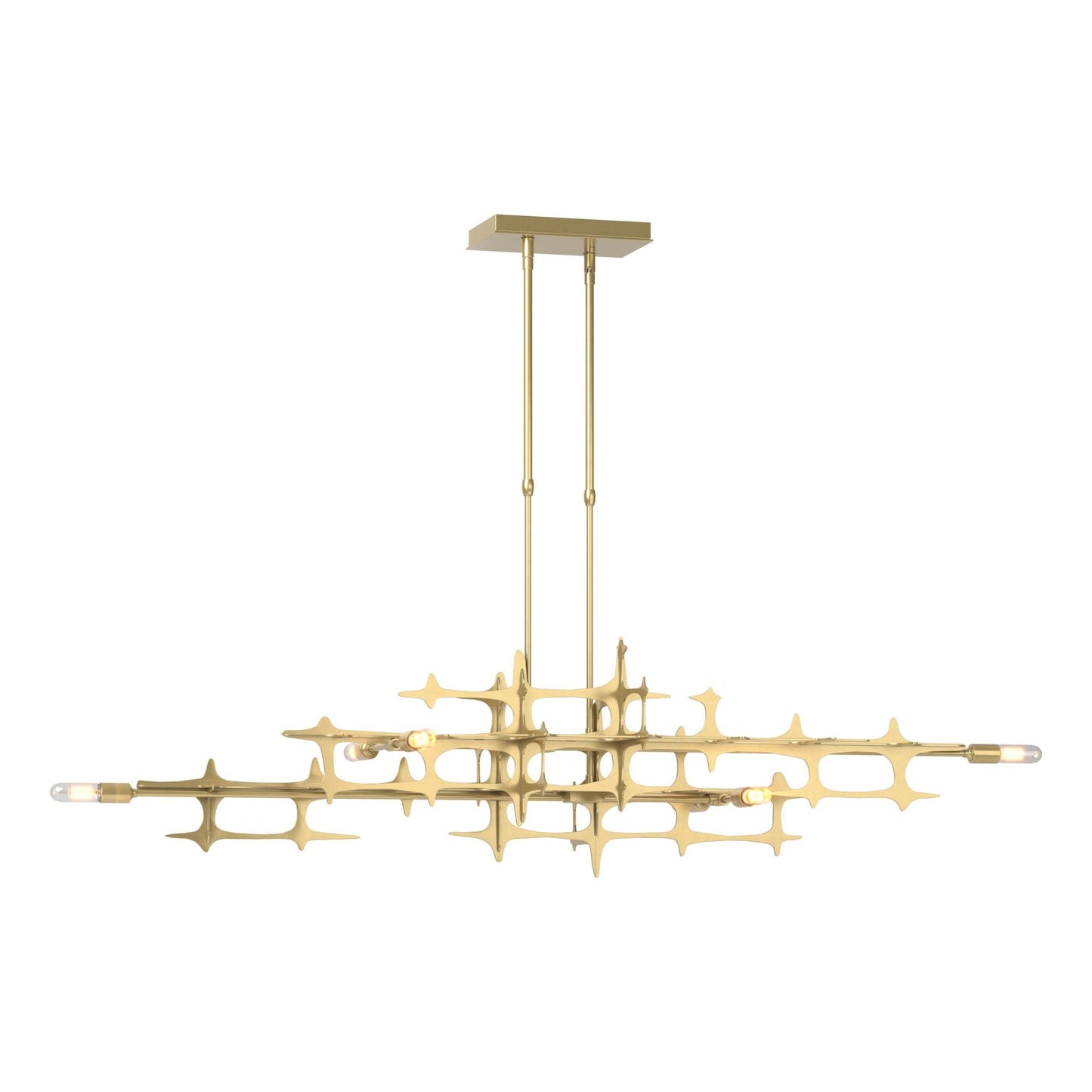 Grid Pendant 6-Light in Modern Brass