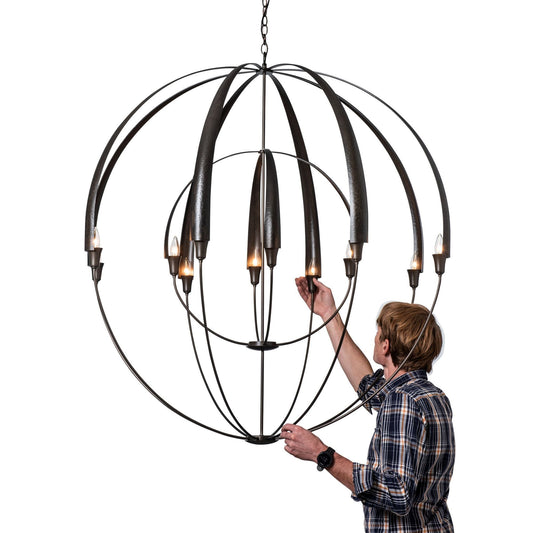 Double Cirque Large Scale Chandelier 12-Light in Dark Smoke