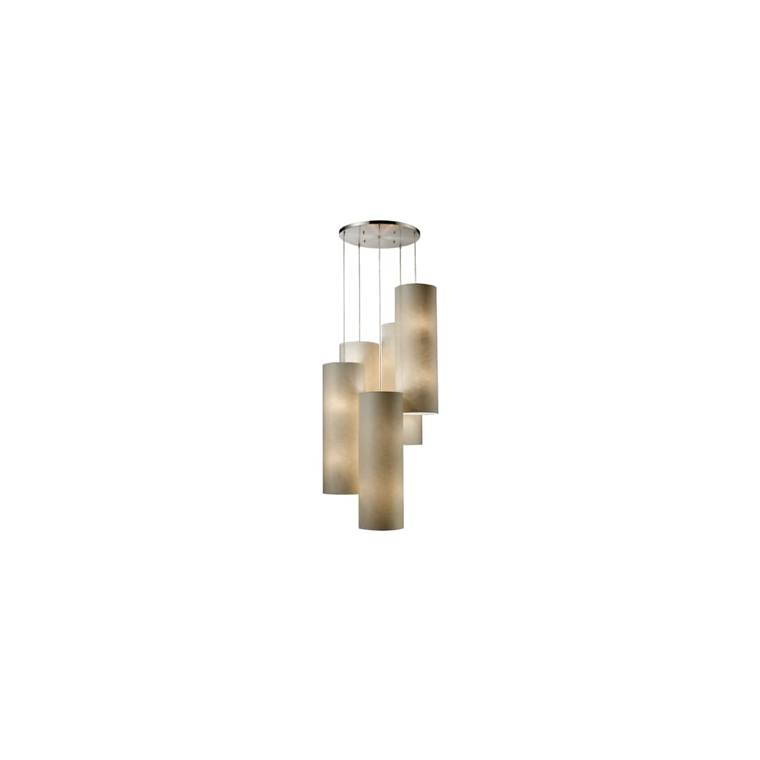 Fabric Cylinders 20 Light 33" Wide Multi Light Pendant with Round Canopy and Beige Fabric Shades