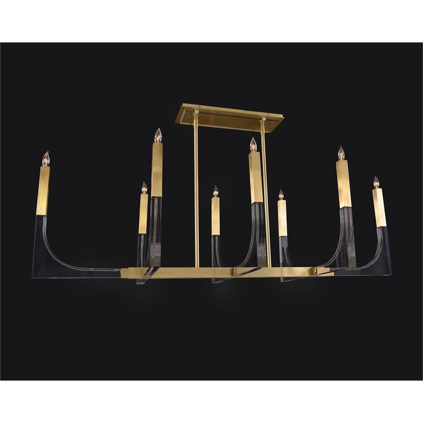 John Richard Genesis: Acrylic Eight-Light Chandelier with Antique Brass