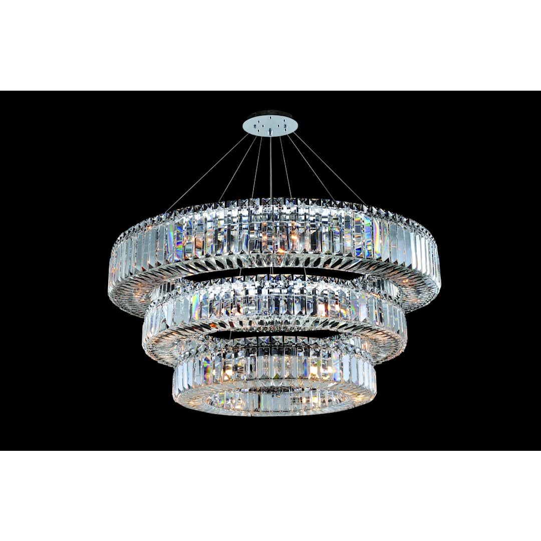 Quantum Rondelle 39 Light Three Tier Chandelier