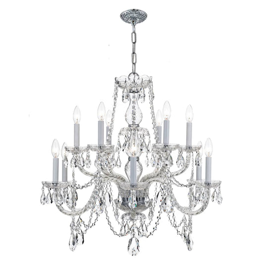 Traditional Crystal 12 Light 31" Wide Crystal Chandelier with Swarovski Strass Crystal Accents