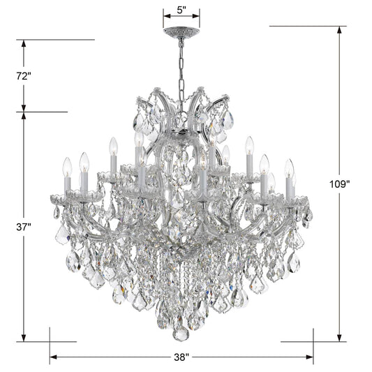 Maria Theresa 19 Light 38" Wide Crystal Candle Style Chandelierwith with Italian Crystal Accents