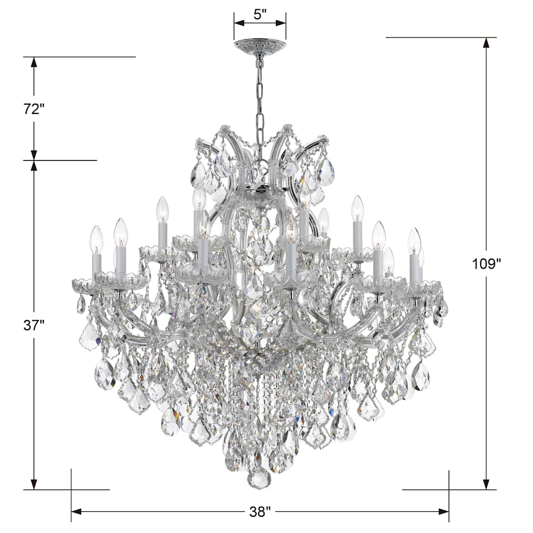 Maria Theresa 19 Light 38" Wide Crystal Candle Style Chandelier with Swarovski Spectra Crystal Accents
