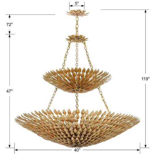 Broche 18 Light 40" Wide Wrought Iron Chandelier