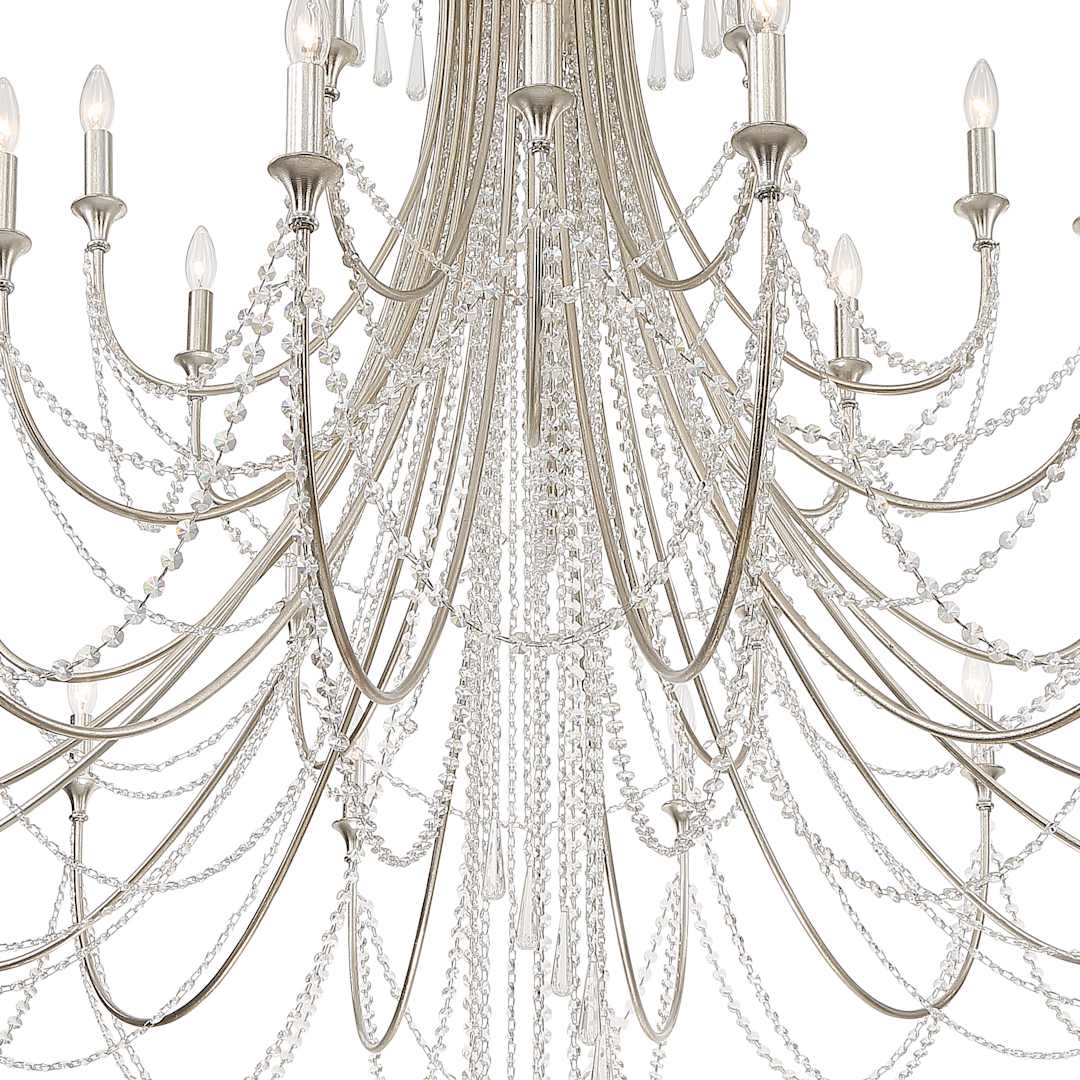 Arcadia 28 Light 61" Wide Crystal Candle Style Chandelier with Hand Cut Crystal Accents