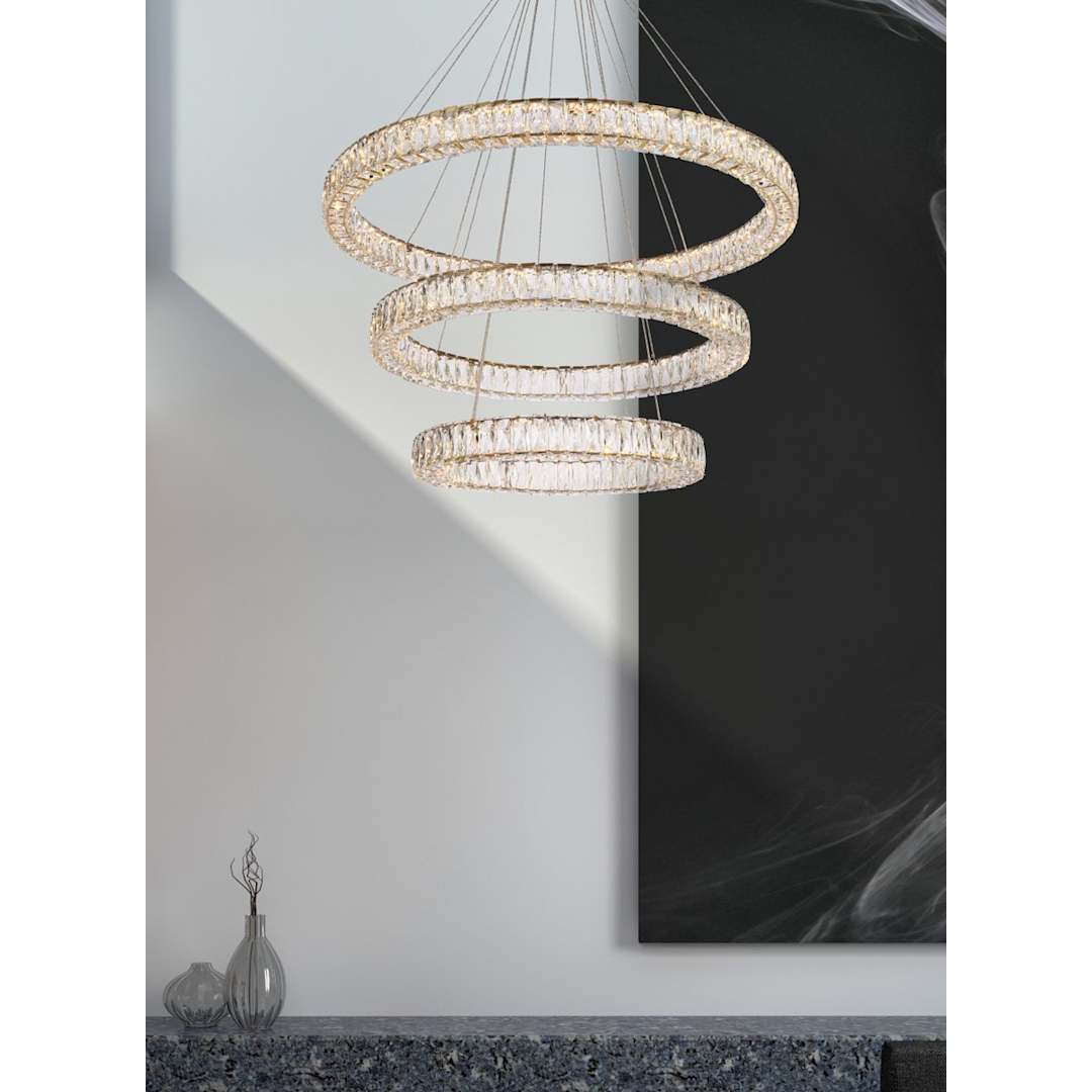 Monroe 41" Wide LED Crystal Ring Chandelier with Clear Crystal Accents