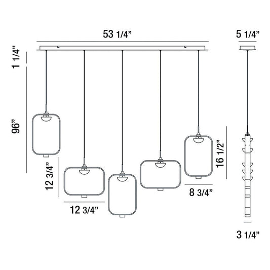 Dagmar 5 Light 53" Wide LED Linear Pendant