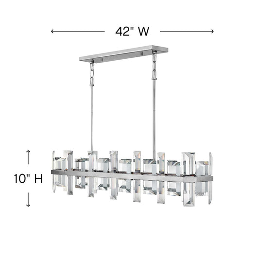 Odette 8 Light 42" Wide Linear Chandelierwith Emerald Cut Crystal Panels