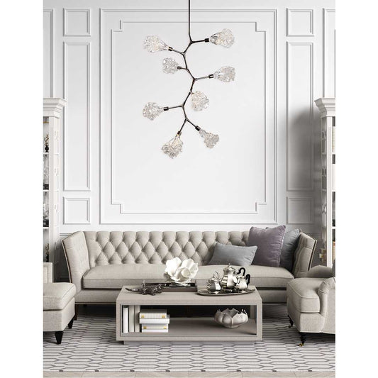 Blossom 32" Wide 8 Light LED Abstract Chandelier with Clear Blossom Blown Glass Shades