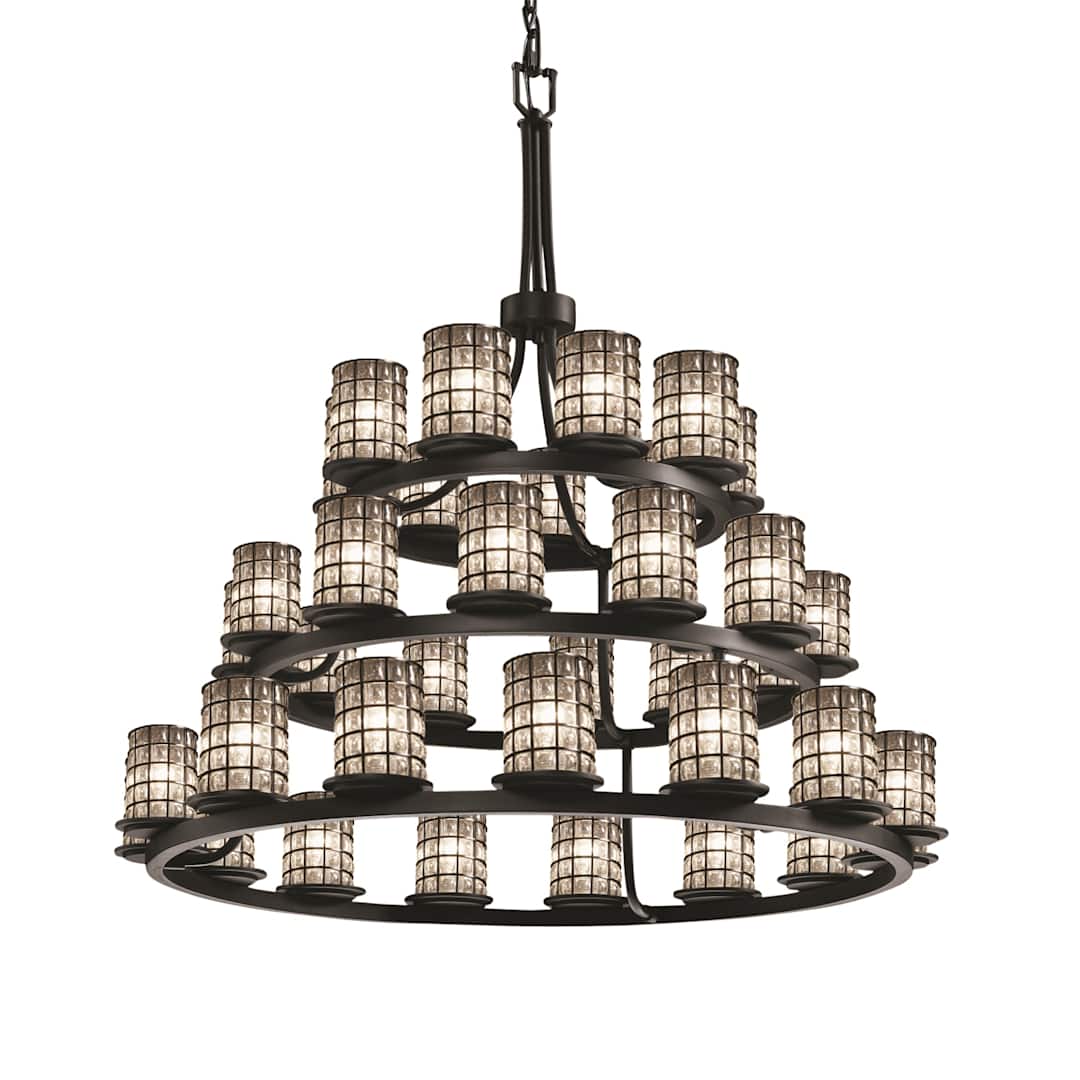 Wire Glass 36 Light 42" Wide LED Pillar Candle Chandelier