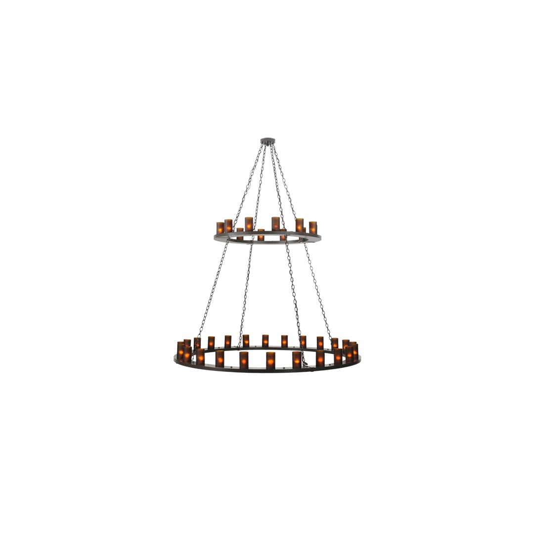 Loxley 36 Light 72" Wide Pillar Candle Style Chandelier with Amber Glass Shades - Timeless Bronze Finish