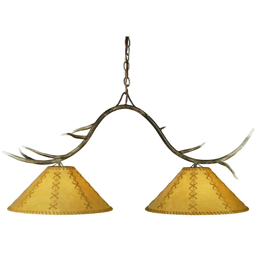 44" L Branches 2 Light Faux Leather Island Chandelier