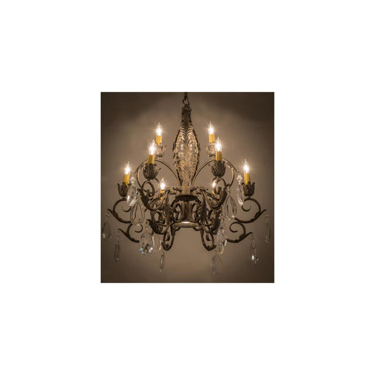 New Country French 9 Light 26" Wide Crystal Candle Style Chandelier