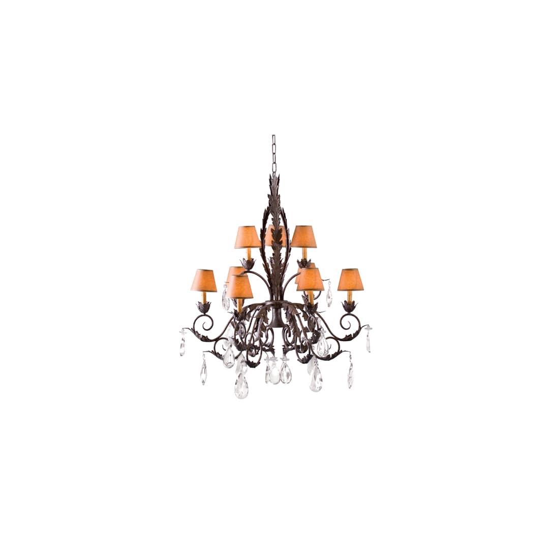 Country French 9 Light 36" Wide Crystal Chandelier