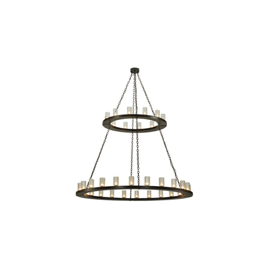 Loxley 36 Light 72" Wide Pillar Candle Style Chandelier with Clear, Seedy Glass Shades - Timeless Bronze Finish