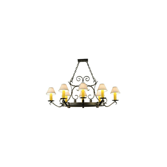Hand forged 8 Light 39" Wide Ring Chandelier