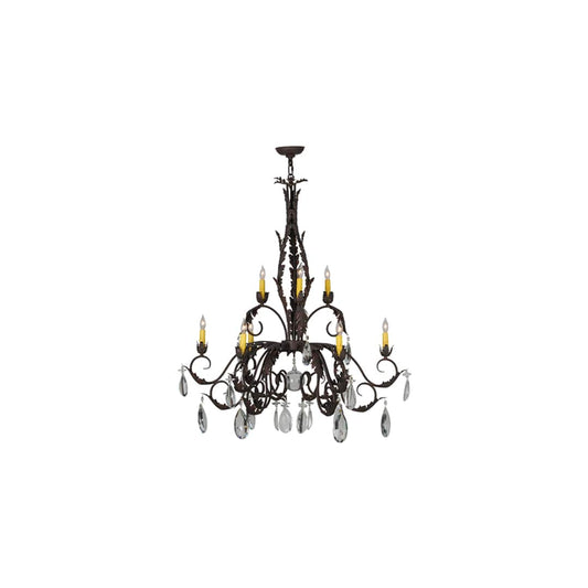 New Country French 9 Light 39" Wide Crystal Candle Style Chandelier