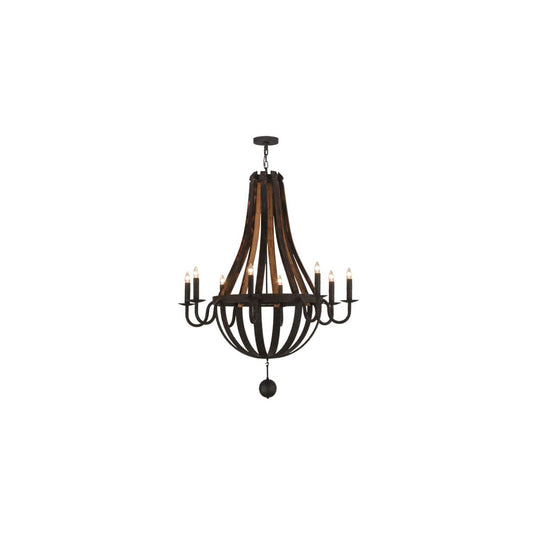 Barrel Stave Madera 8 Light 45" Wide Taper Candle Empire Chandelier