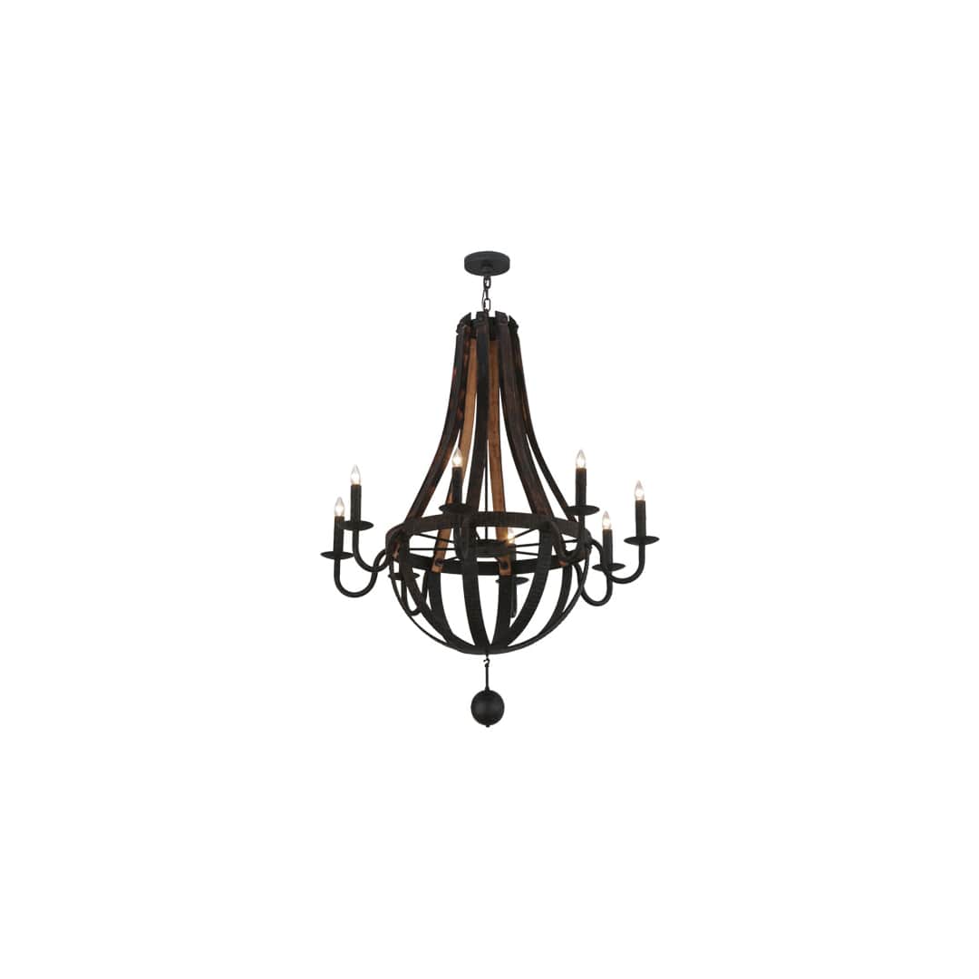 Barrel Stave Madera 8 Light 45" Wide Taper Candle Empire Chandelier
