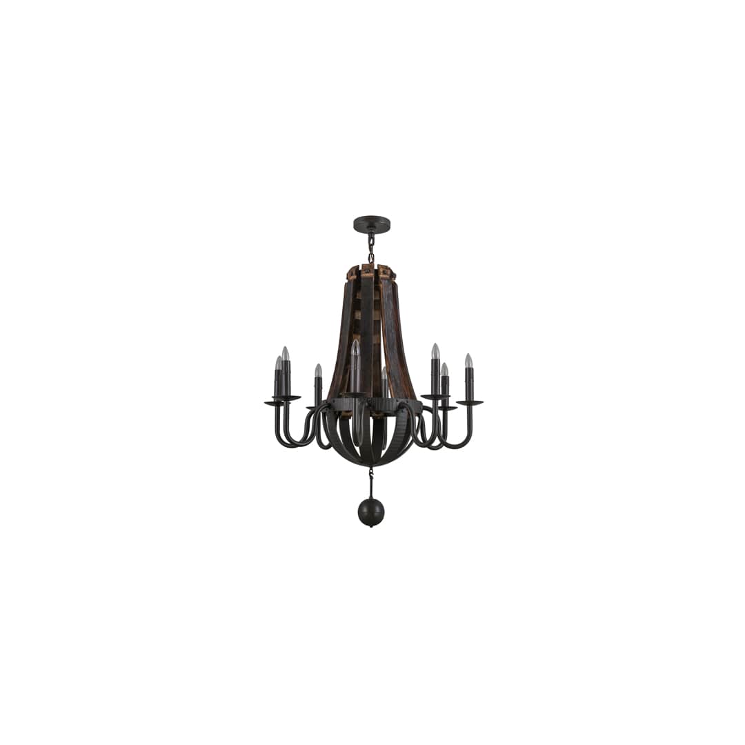 Barrel Stave 8 Light 36" Wide Taper Candle Style Chandelier