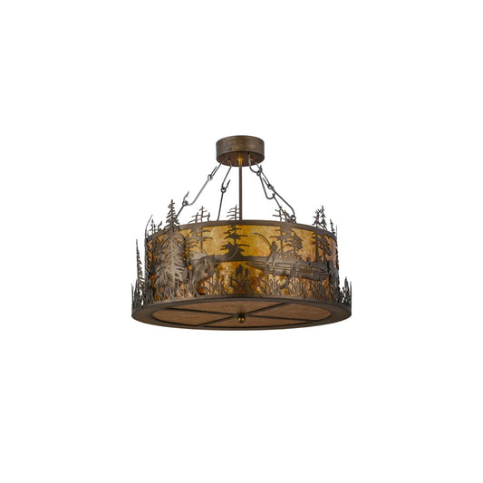 Bass and Fisherman 4 Light 26" Wide Semi-Flush Drum Ceiling Fixture
