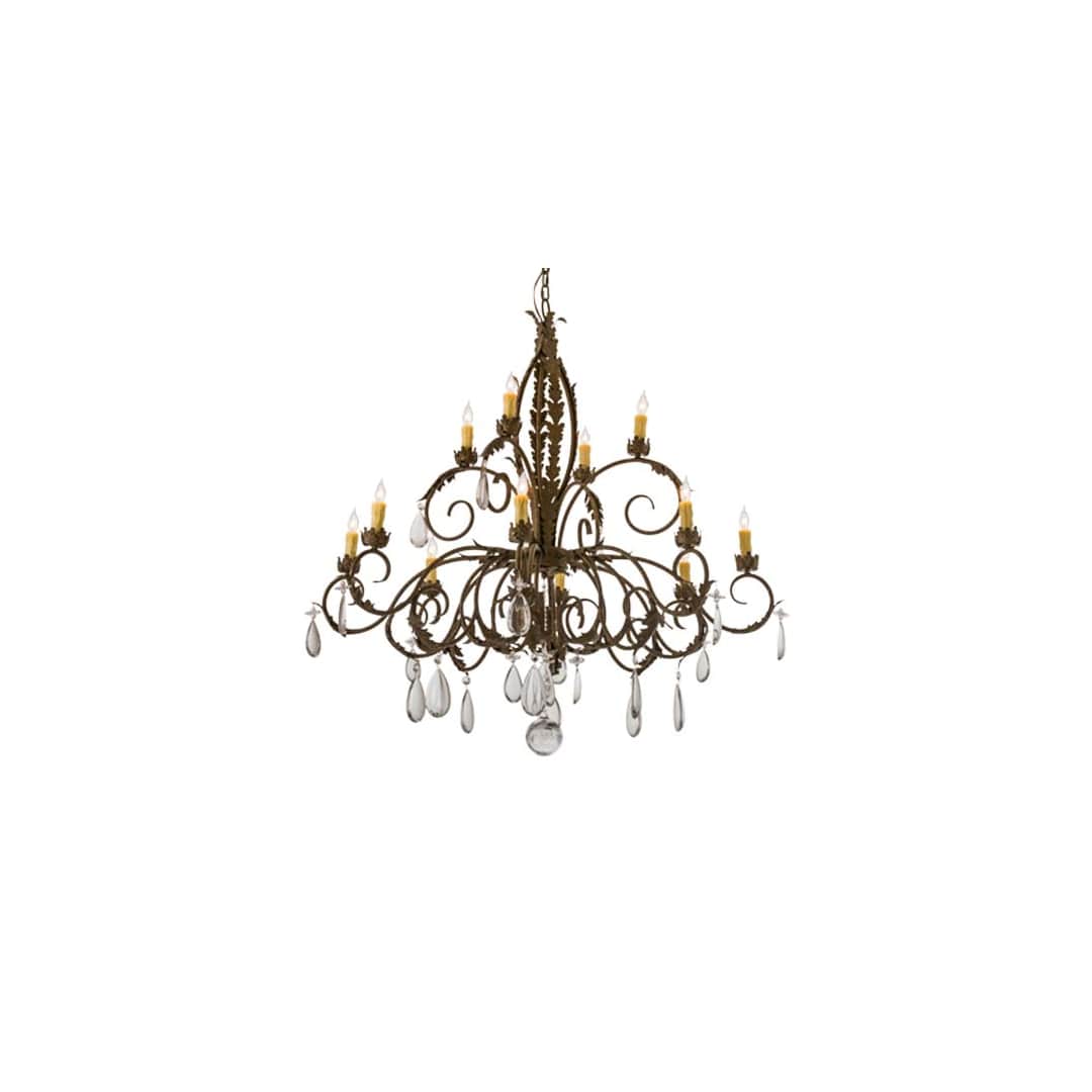 New Country French 12 Light 50" Wide Crystal Candle Style Chandelier