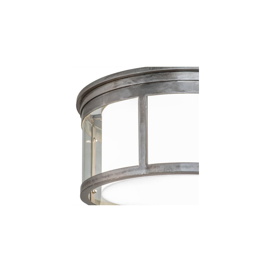 Cilindro Campbell 3 Light 19" Wide Flush Mount Drum Ceiling Fixture with Clear Glass Outer and Statuario Idalight Inner Shade - Steel Finish