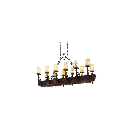 Long Tudor 12 Light 19" Wide Linear Chandelier