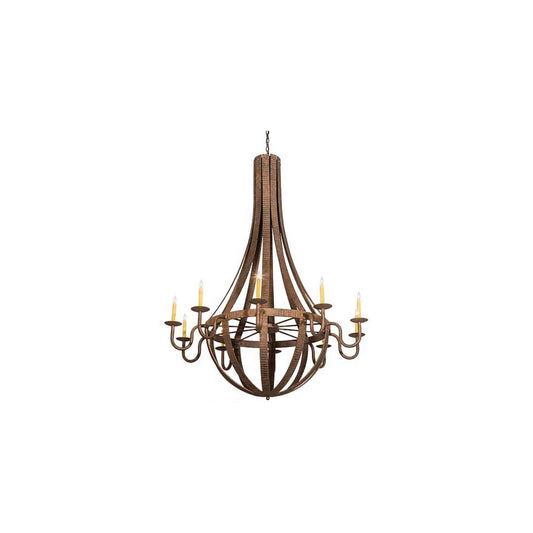 Barrel Stave 10 Light 54" Wide Taper Candle Style Chandelier