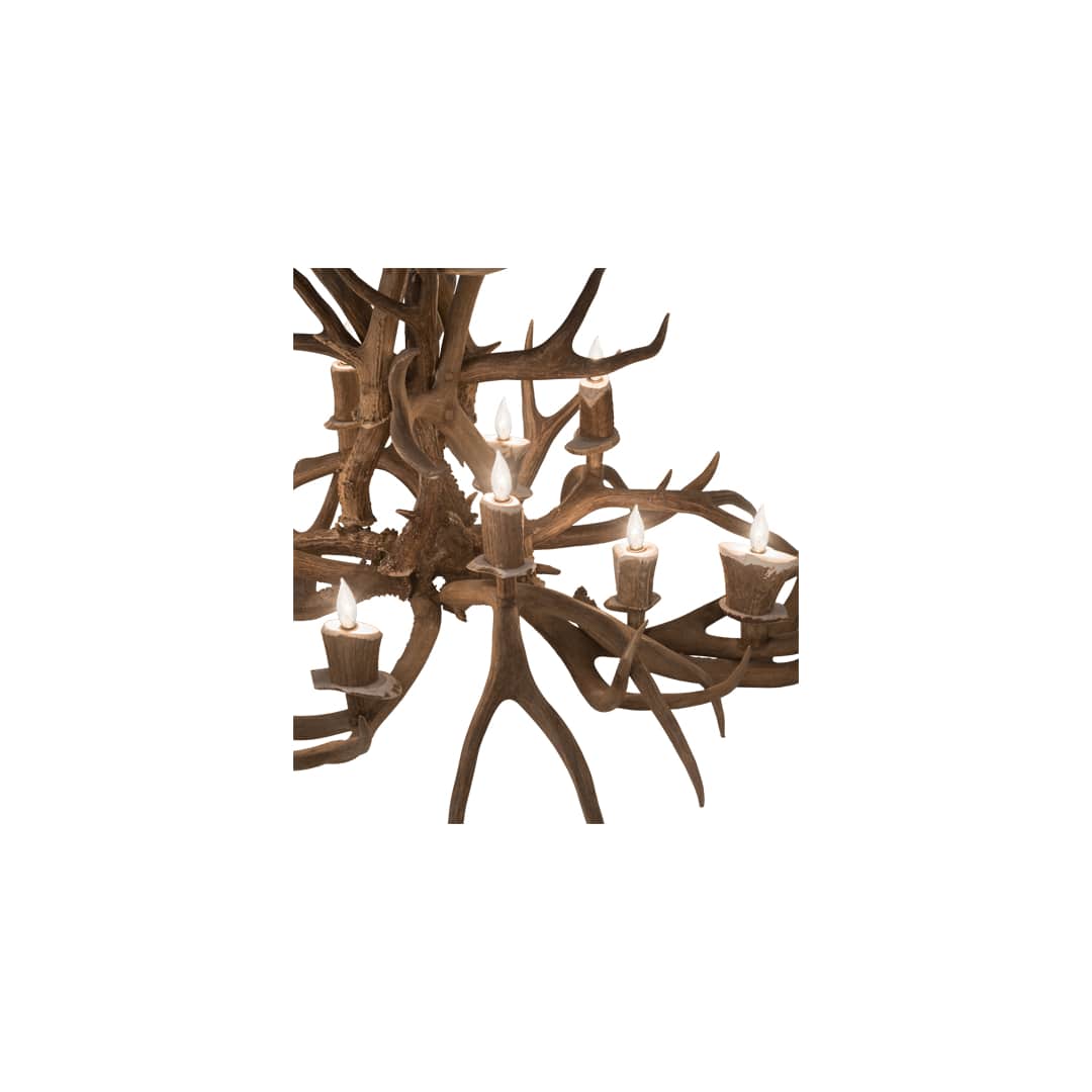 Long Antlers Mule Deer 10 Light 38" Wide Antler Candle Style Chandelier