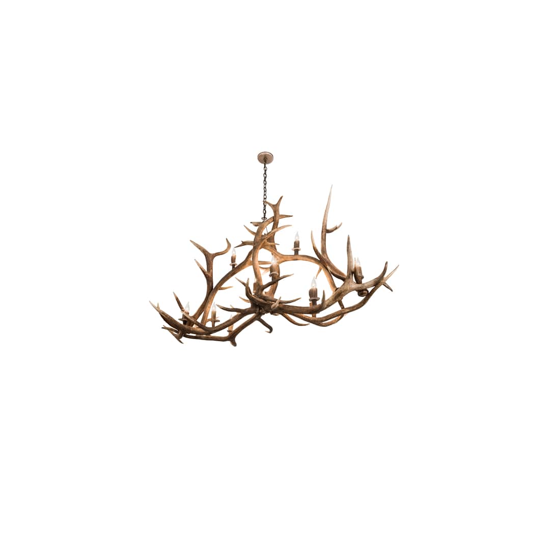 Long Antlers Elk 10 Light 28" Wide Antler Candle Style Chandelier