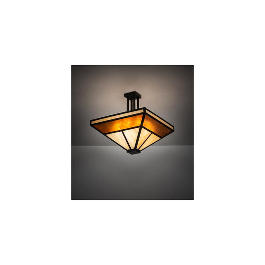 T Mission 8 Light 34" Wide Semi-Flush Ceiling Fixture - Flat Black Finish