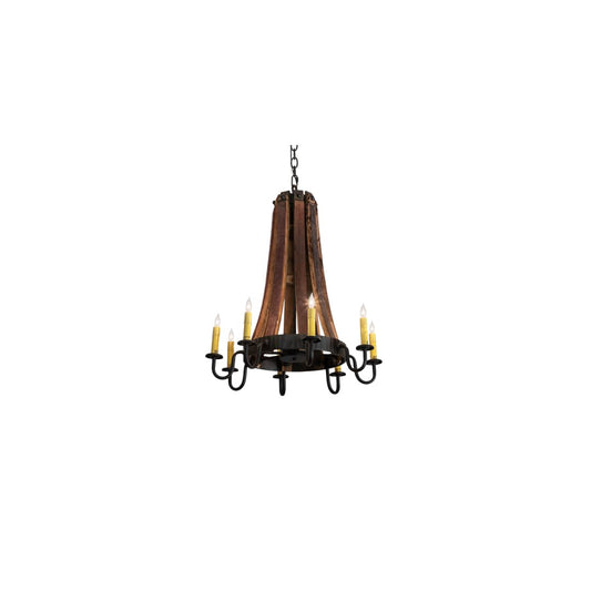 Barrel Stave 8 Light 24" Wide Taper Candle Style Chandelier