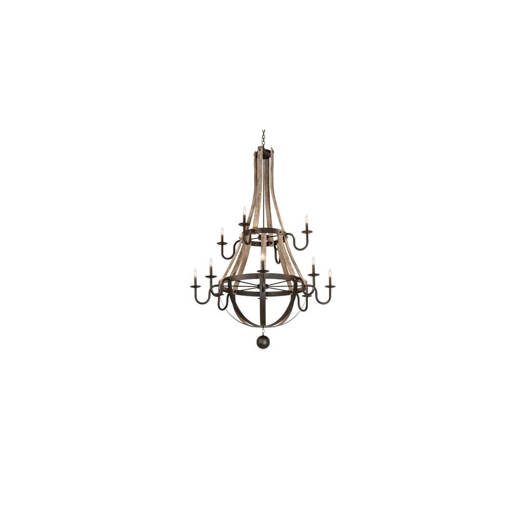 Barrel Stave 12 Light 56" Wide Taper Candle Style Chandelier