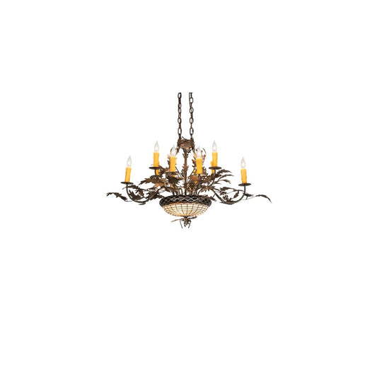 Long Greenbriar Oak 13 Light 20" Wide Taper Candle Style Chandelier