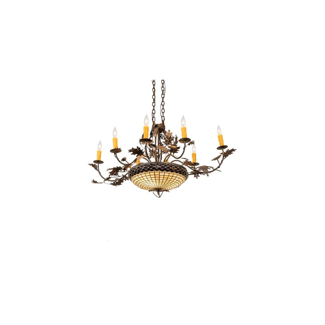Long Greenbriar Oak 11 Light 34" Wide Taper Candle Style Chandelier