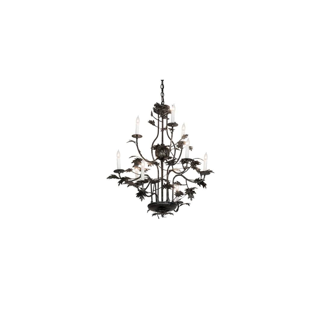 Oak Leaf 9 Light 36" Wide Taper Candle Style Chandelier