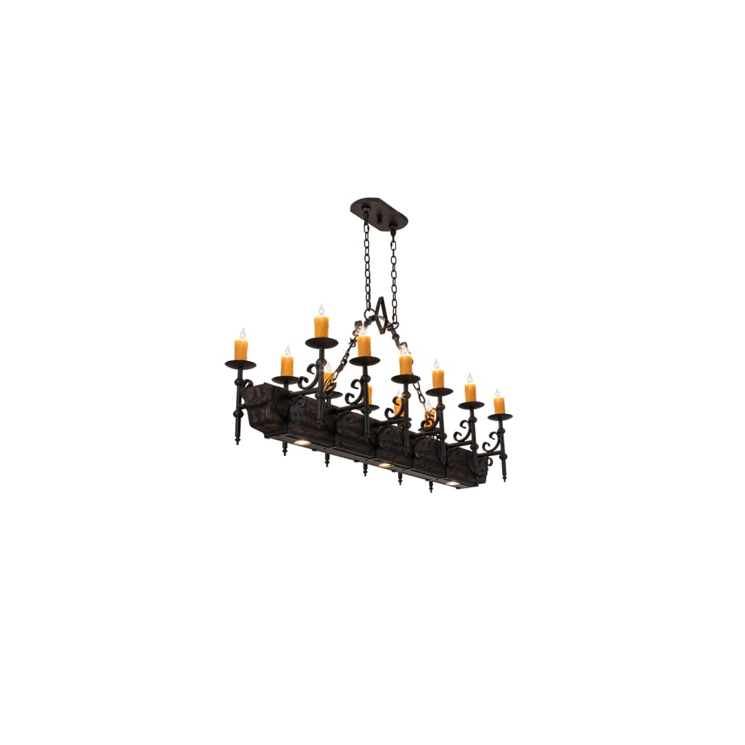 Long Tudor 12 Light 6" Wide Taper Candle Style Chandelier