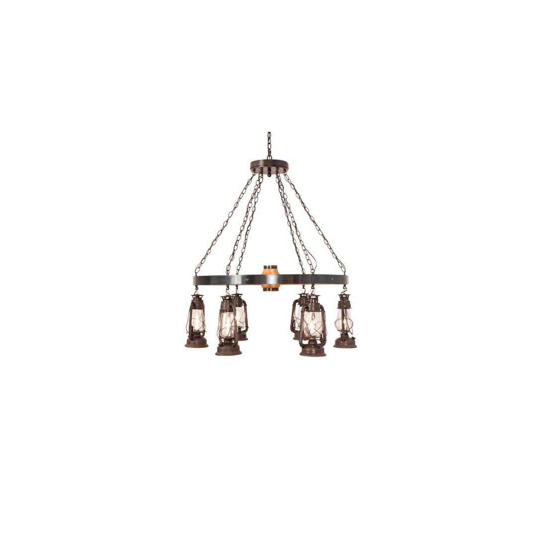 Miners Lantern Wagon Wheel 6 Light 40" Wide Lantern Chandelier