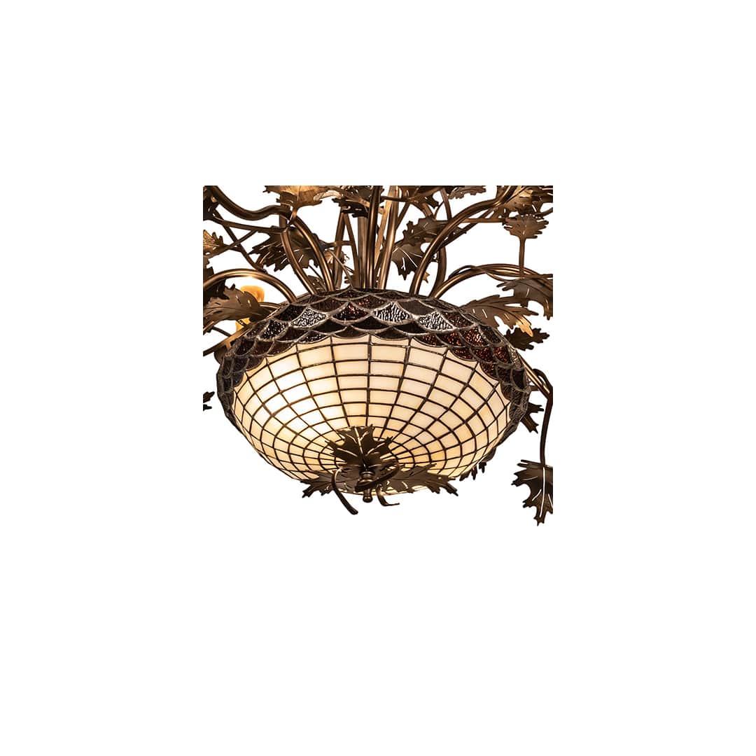 Long Greenbriar Oak 10 Light 24" Wide Taper Candle Style Chandelier