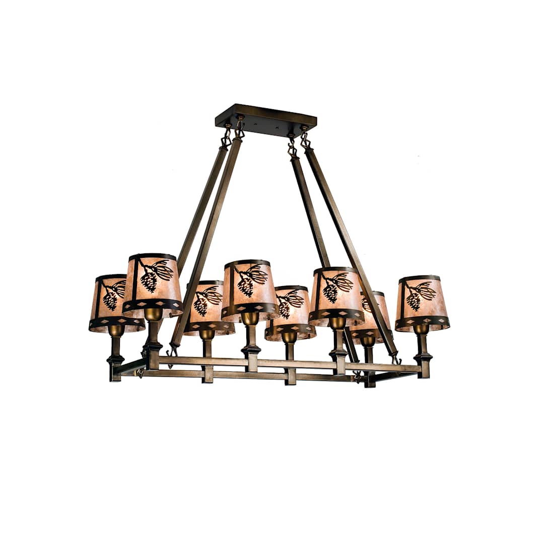 Balsam Pine 8 Light 38" Wide Linear Chandelier with Silver Mica Shade