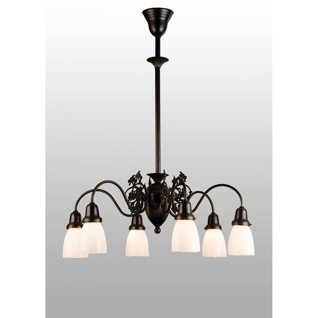 Binghamton Goblet 6 Light 27-1/2" Wide Chandelier with White Glass Shade
